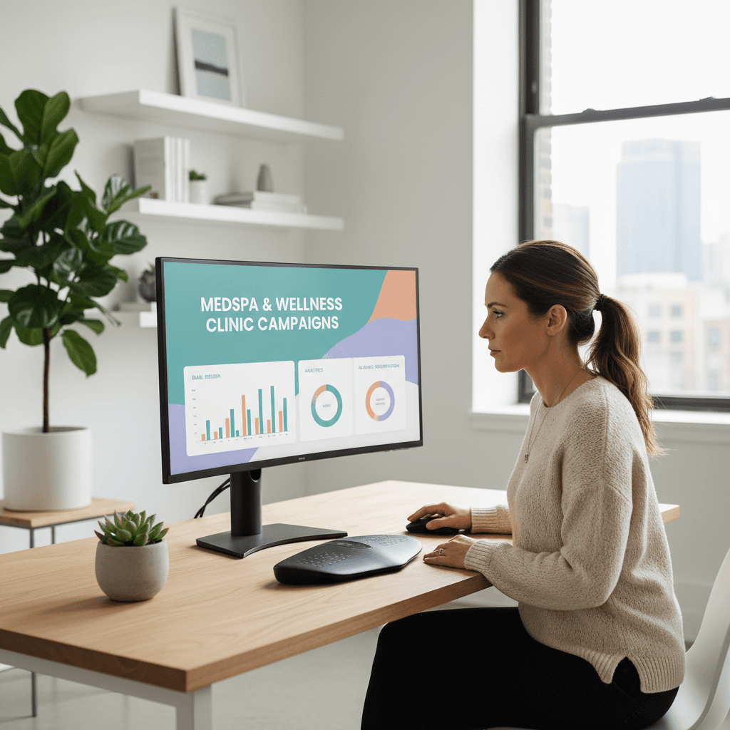 Marketing professional designing email campaigns