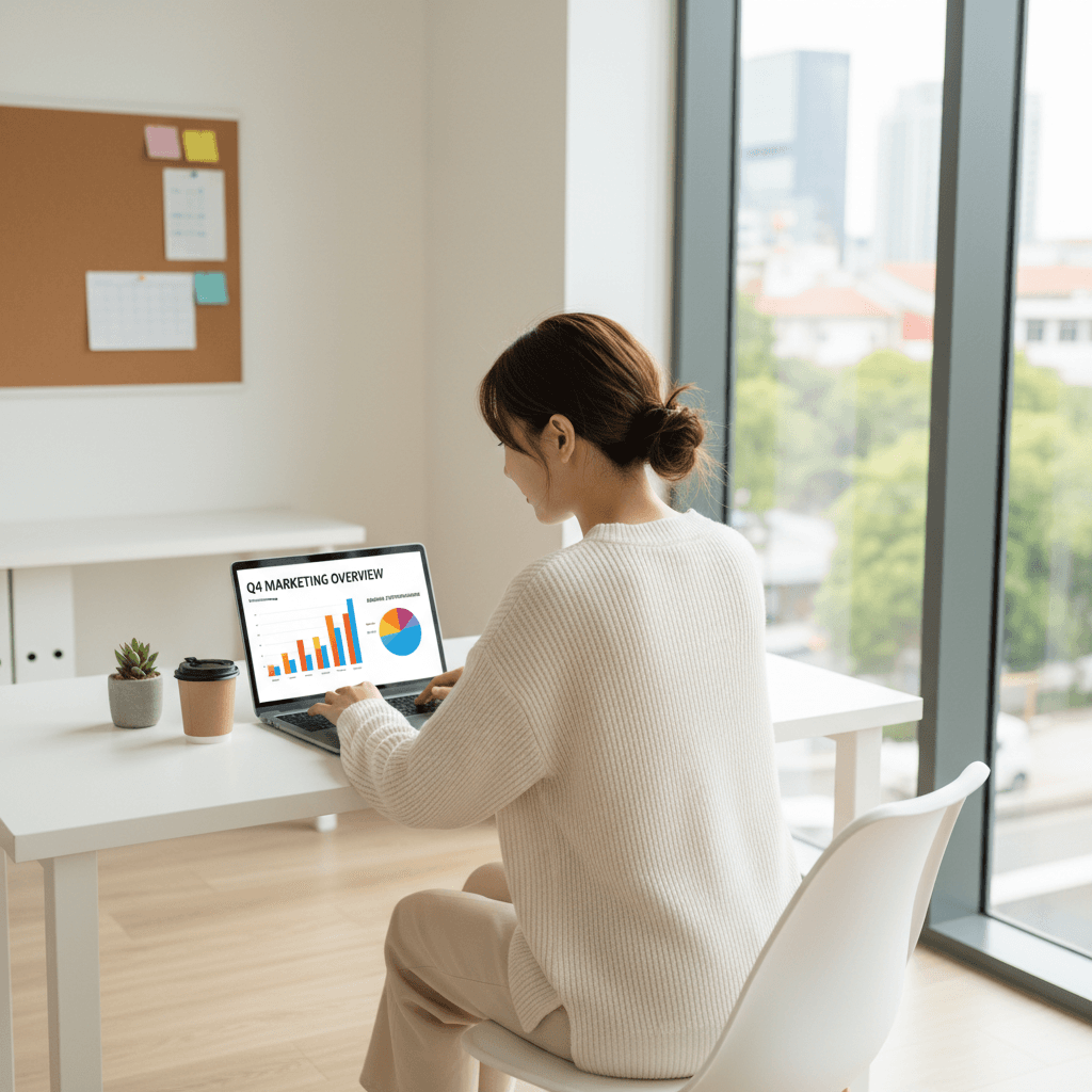Business owner analyzing marketing performance metrics